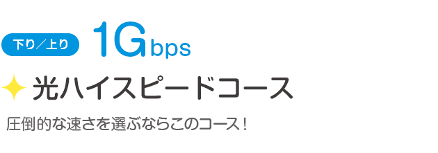 下り／上り1Gbps「光ハイスピードコース」圧倒的な速さを選ぶならこのコース！